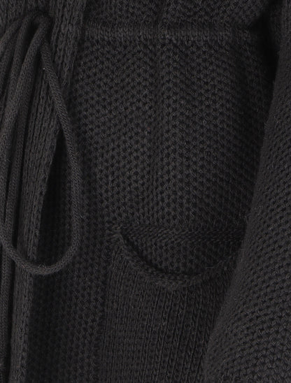 Gilet mi-long à capuche - Noir - 3