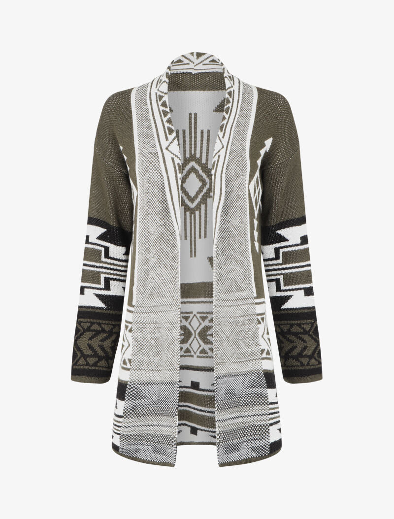 Gilet long à motif aztèque - Kaki - 4