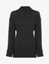 Pull oversize côtelé à manches à revers - Noir - 1