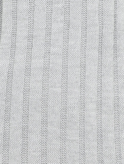 Pull oversize côtelé à manches à revers - Gris clair - 3