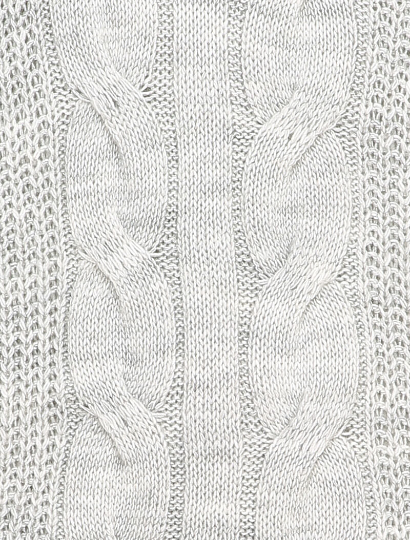Pull à détail maille tressée - Gris clair - 3