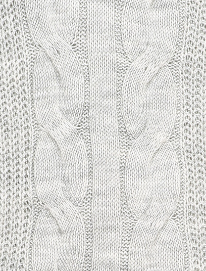 Pull à détail maille tressée - Gris clair - 3