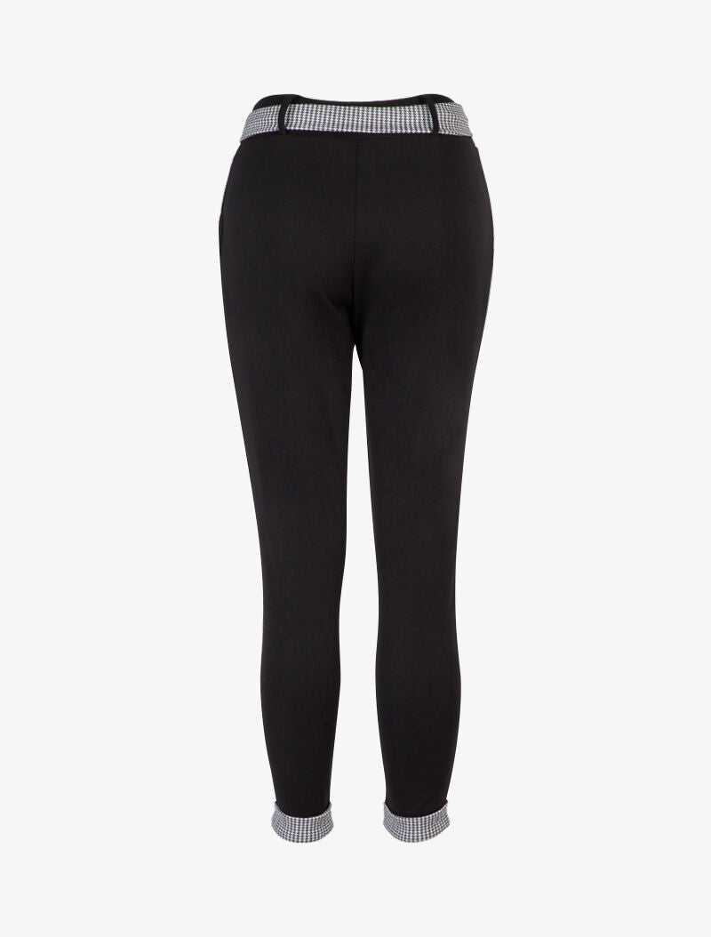 Pantalon 7/8 à ourlets pied de poule - Noir - 2