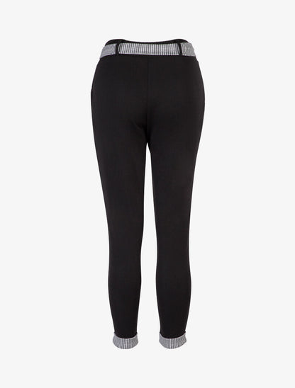 Pantalon 7/8 à ourlets pied de poule - Noir - 2