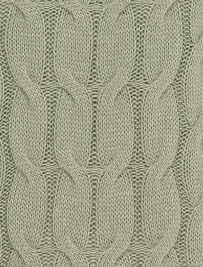 Pull col roulé en maille tressée - Kaki - 4