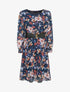 Robe patineuse imprimé multi fleurs à col rond - Marine - 1