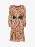Robe patineuse imprimé multi fleurs à col rond - Camel - 4