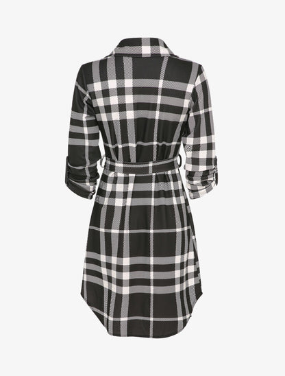 Robe chemise à carreaux graphiques - Noir/blanc - 2