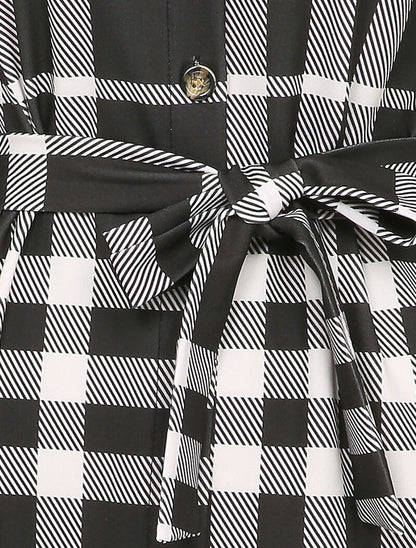 Robe chemise à carreaux graphiques - Noir/blanc - 3