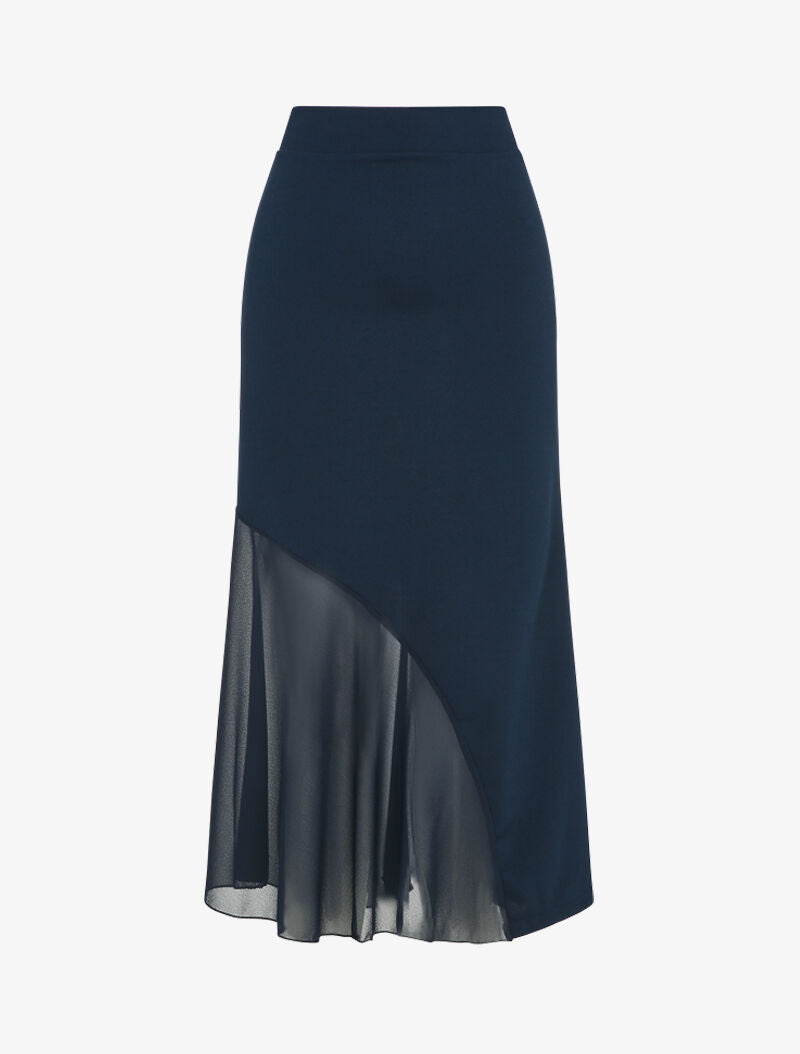 Jupe longue sirène taille haute - Bleu marine - 4
