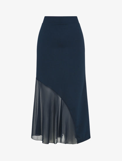 Jupe longue sirène taille haute - Bleu marine - 4