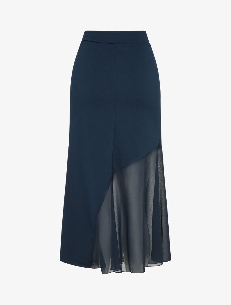 Jupe longue sirène taille haute - Bleu marine - 2