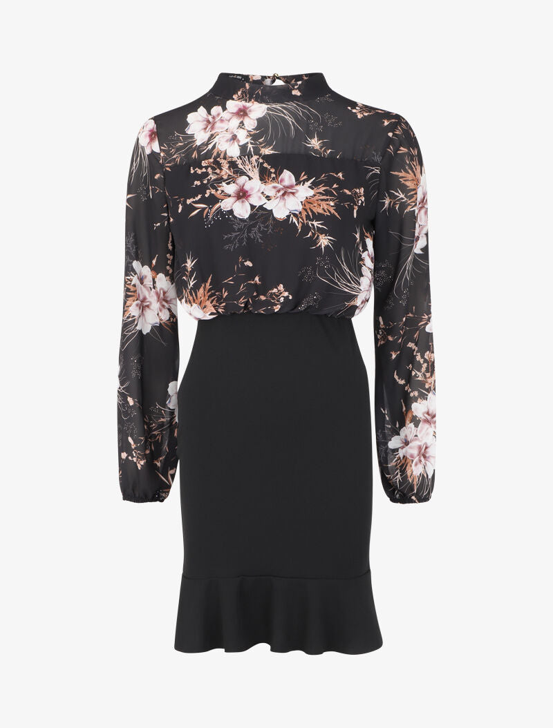 Robe volantée à motif fleurs d&