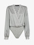 Body satiné à bords en dentelle - Gris - 1