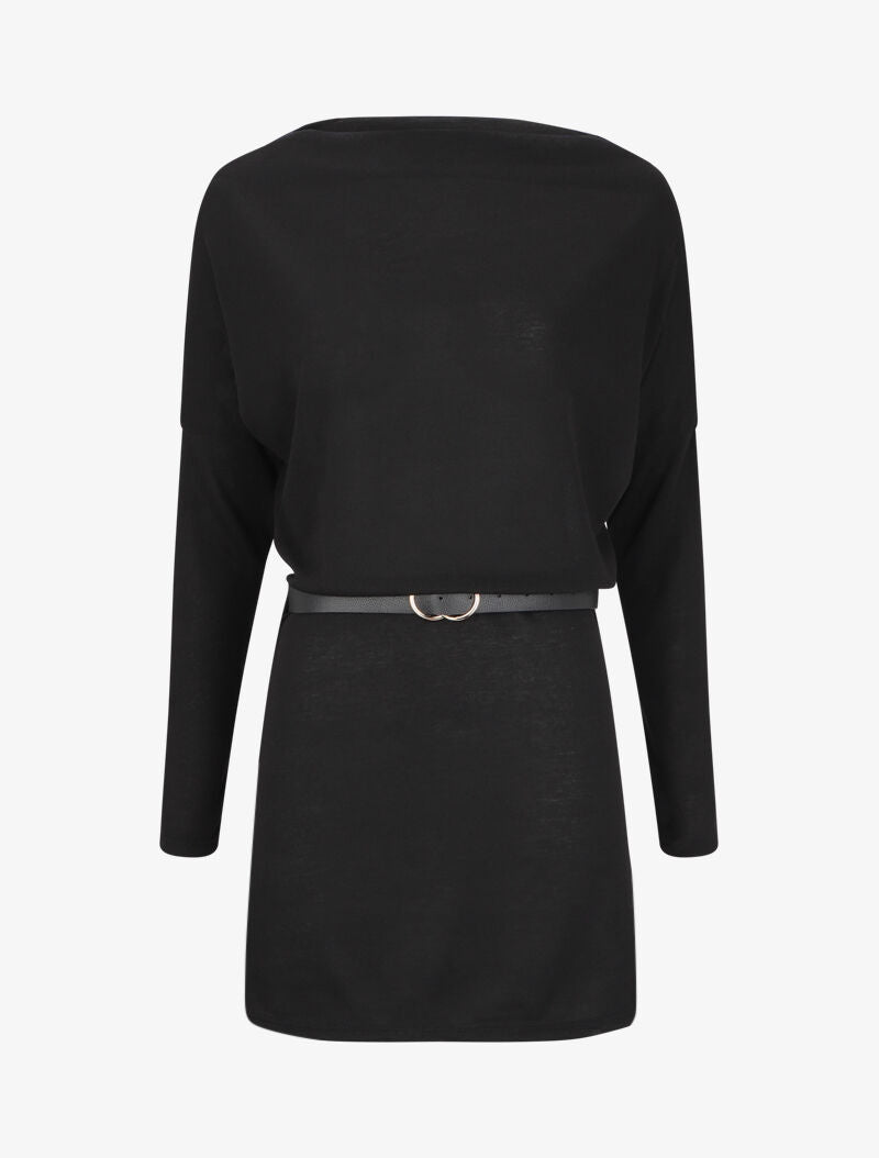 Robe à col bénitier et manches dolman - Noir - 4