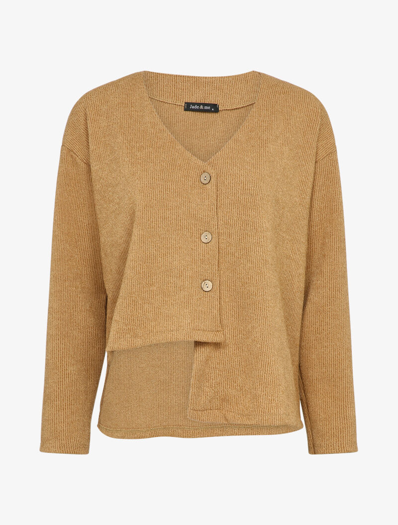 Cardigan à bords asymétriques - Camel - 1