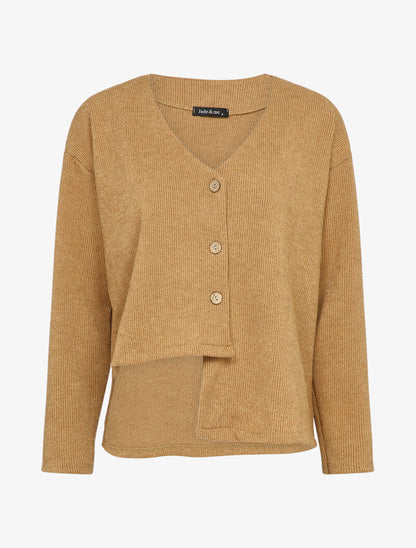 Cardigan à bords asymétriques - Camel - 1