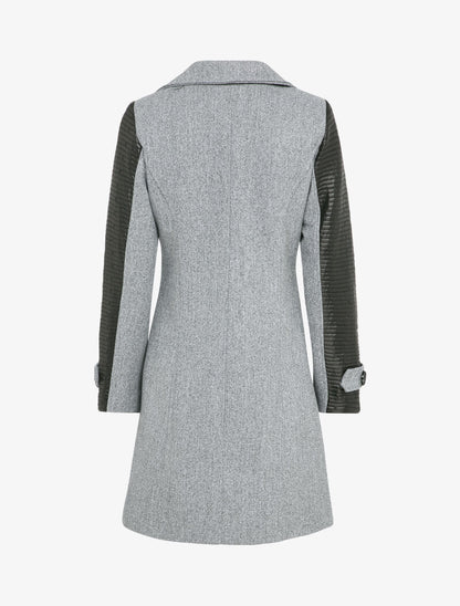 Manteau à empiècement en simili matelassé - Gris clair - 2