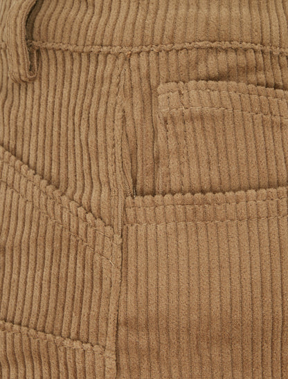 Pantalon push up côtelé effet velours - Camel - 3