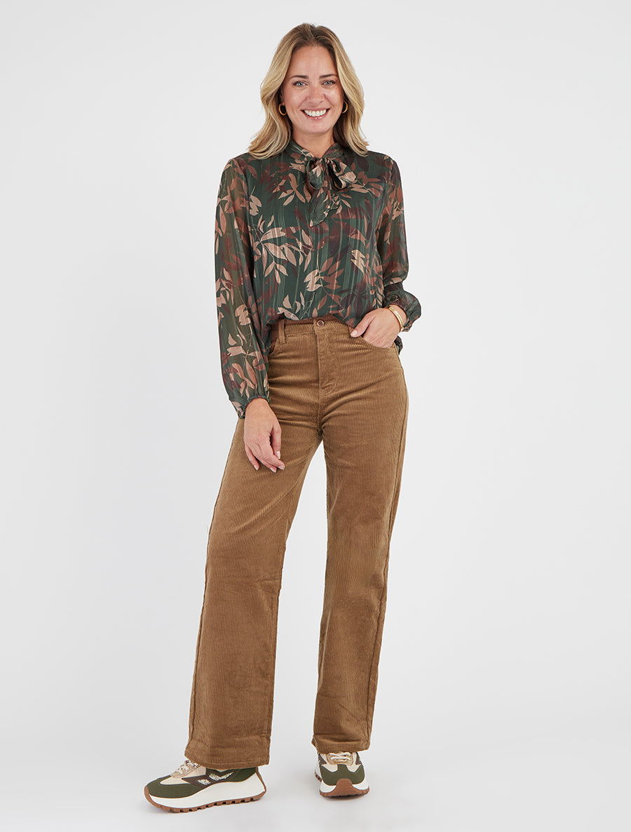 Pantalon push up côtelé effet velours - Camel