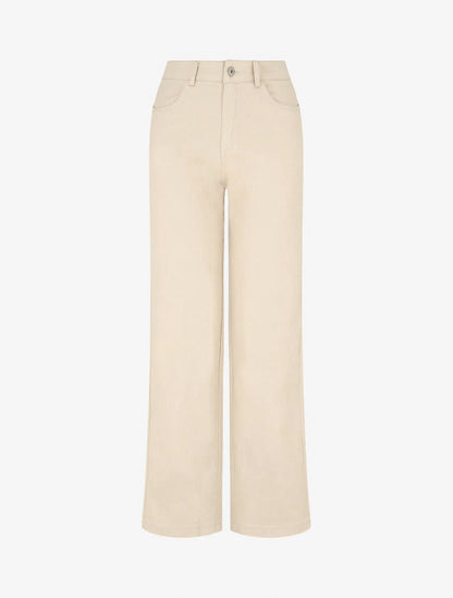Jean stretch droit à taille haute - Beige - 1