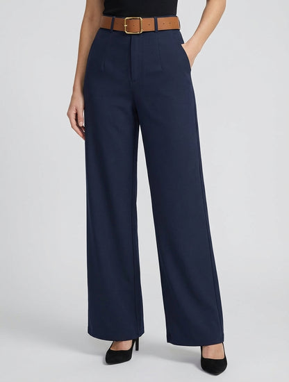 Pantalon taille haute coupe ample - Marine