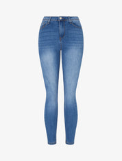 Jean skinny délavé taille haute - Bleu clair - 1