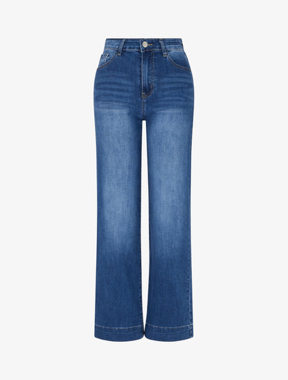 Jean taille haute coupe droite - Bleu - 1