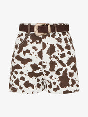 Short taille haute imprimé vache - Chocolat - 1
