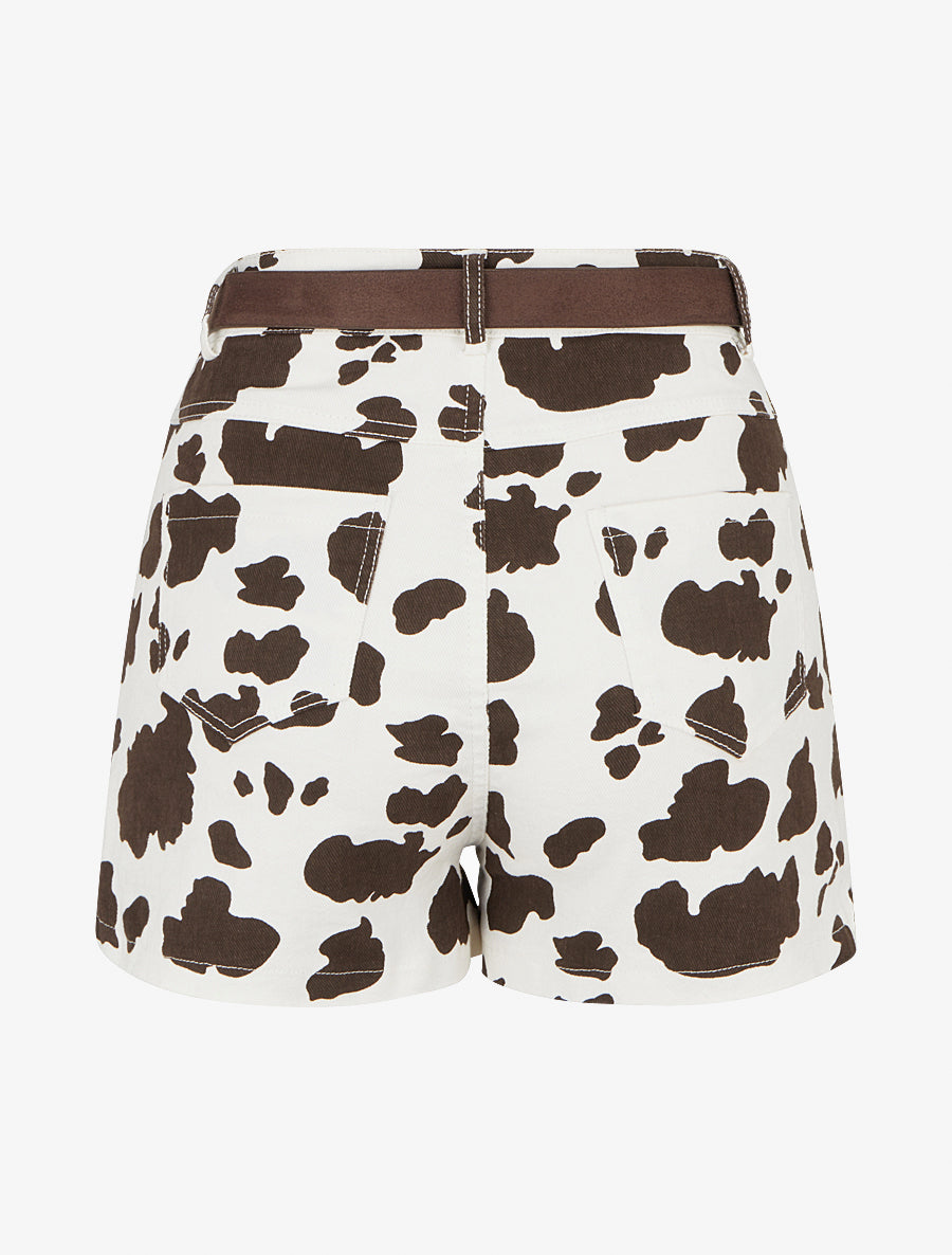 Short taille haute imprimé vache - Marron foncé - 2