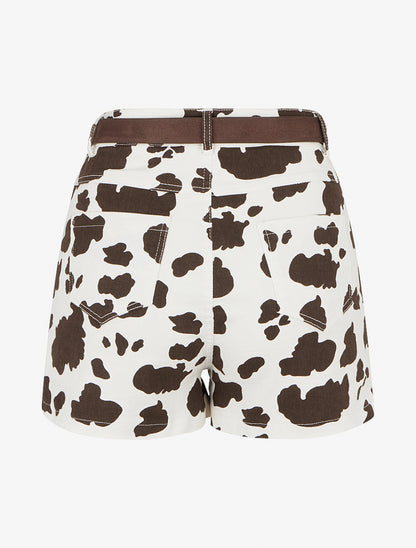 Short taille haute imprimé vache - Marron foncé - 2