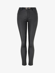 Pantalon effet enduit coupe skinny - Noir - 1