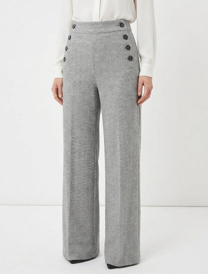 Pantalon à pont taille haute chevron - Gris