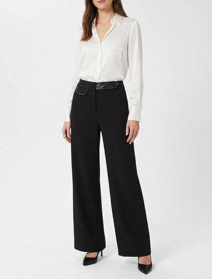 Pantalon ample à empiècement boutonné - Noir