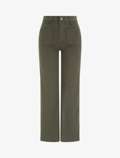 Jean uni à 4 poches coupe wide leg - Kaki - 1