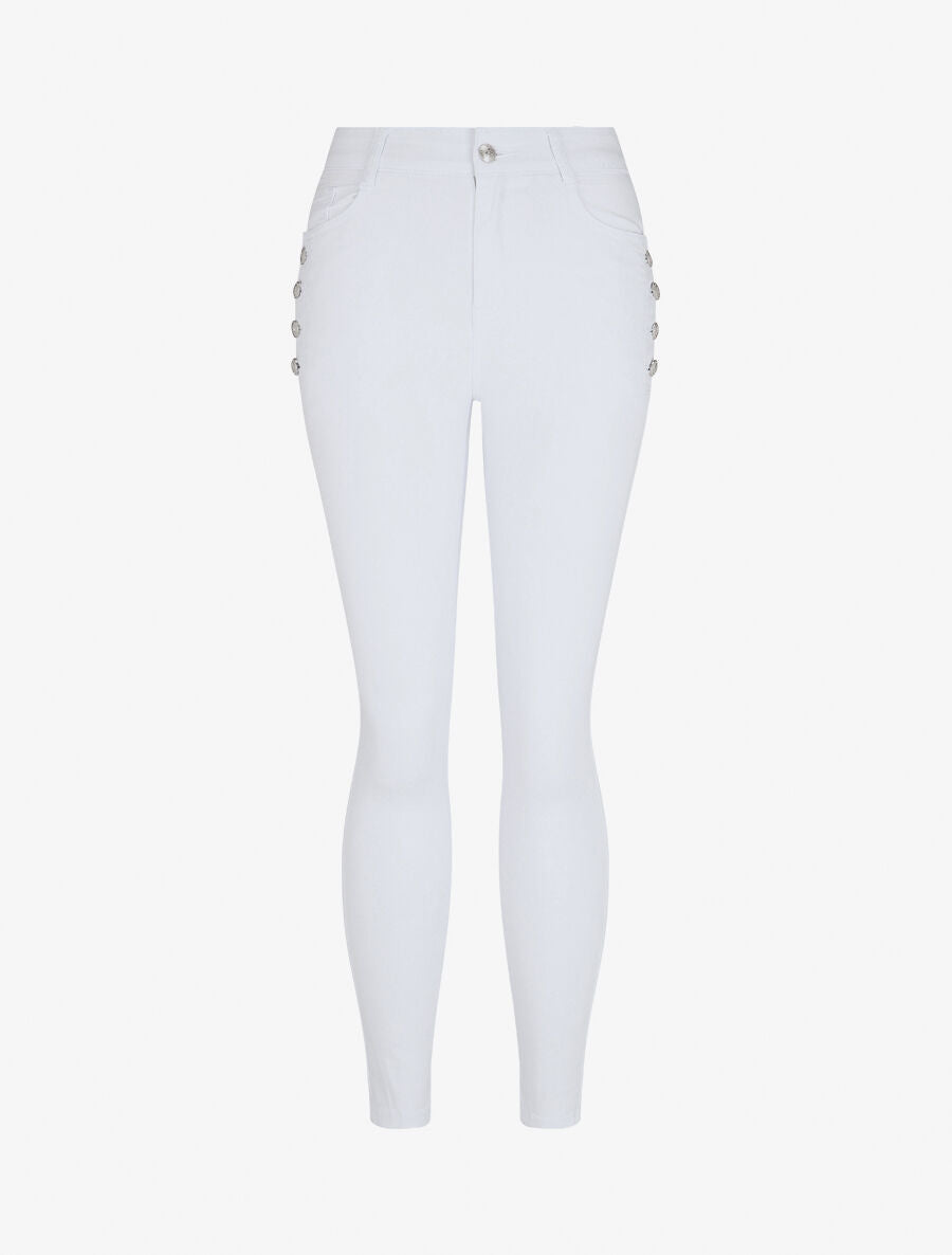 Jean à fermeture boutonnée coupe skinny - Blanc - 4