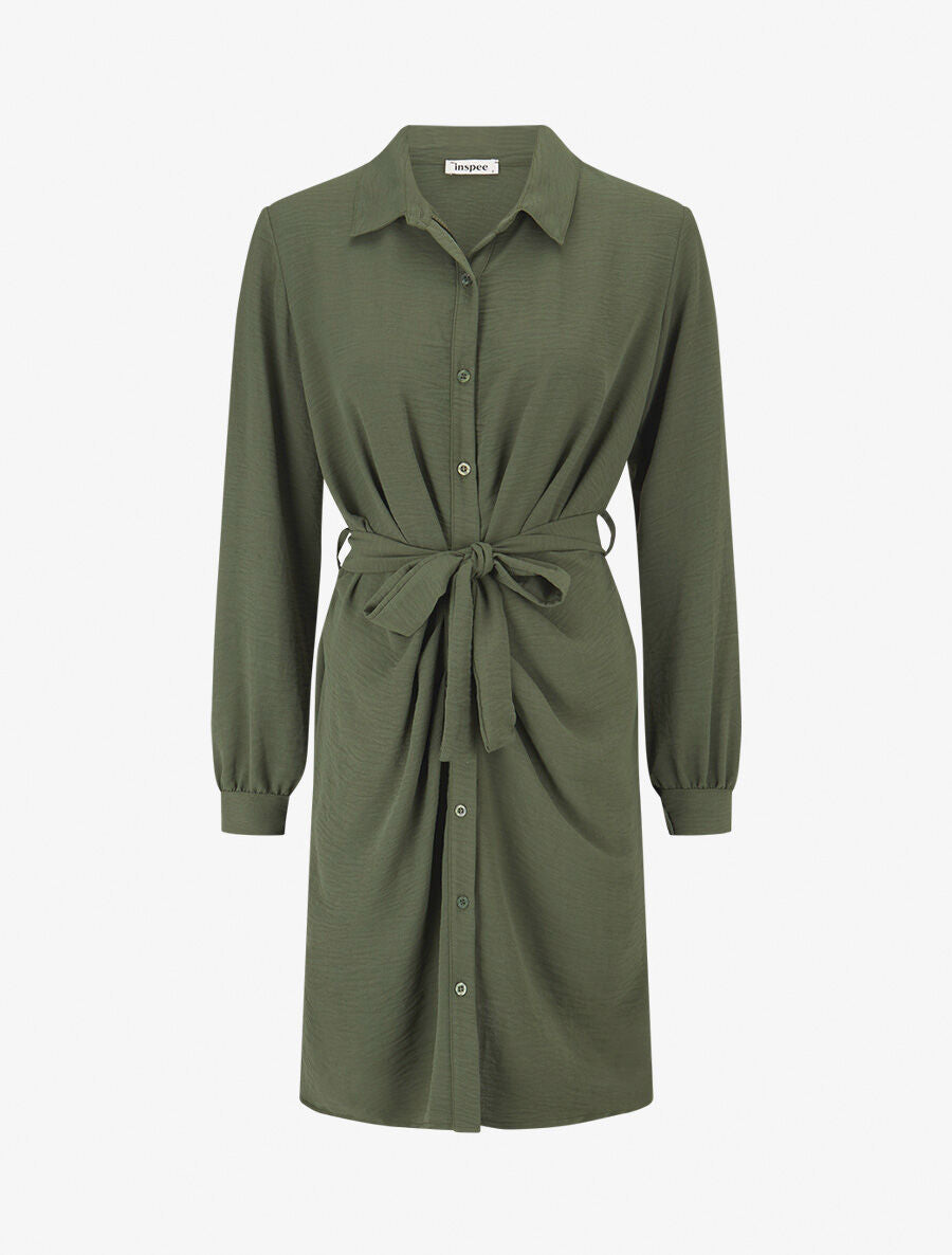 Robe chemise effet drapé - Vert - 4