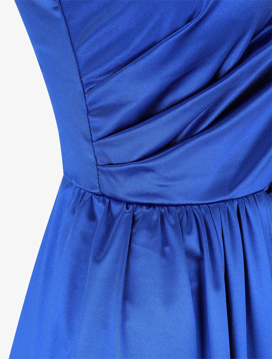 Robe longue unie fendue à une manche - Bleu roi - 3