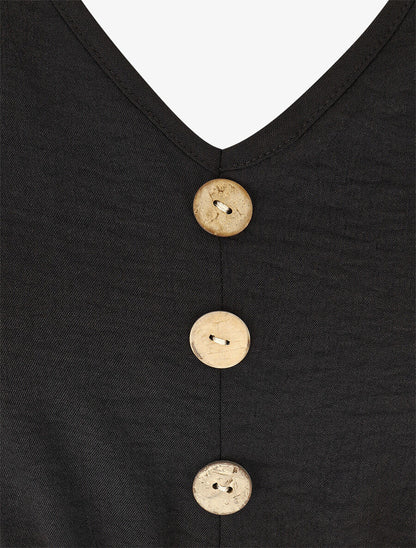 Robe longue uni à taille élastiquée - Noir - 3