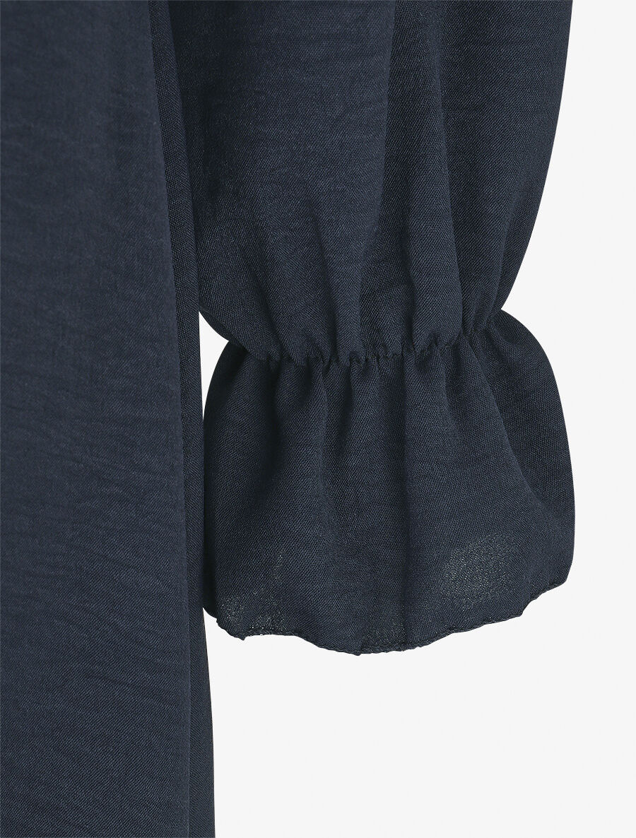 Robe longue uni à taille élastiquée - Marine - 3