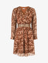 Robe fluide imprimé fleuri à taille stylisée - Marron - 1