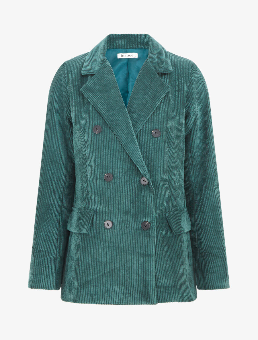 Veste uni en velours - Vert sapin - 4