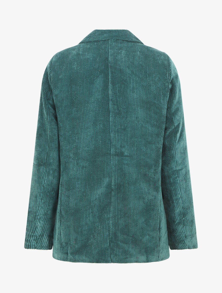 Veste uni en velours - Vert sapin - 2