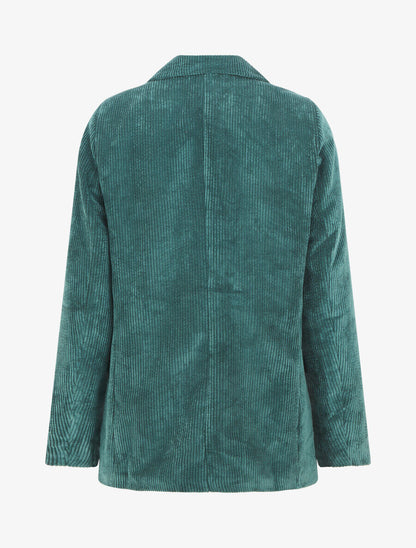 Veste uni en velours - Vert sapin - 2