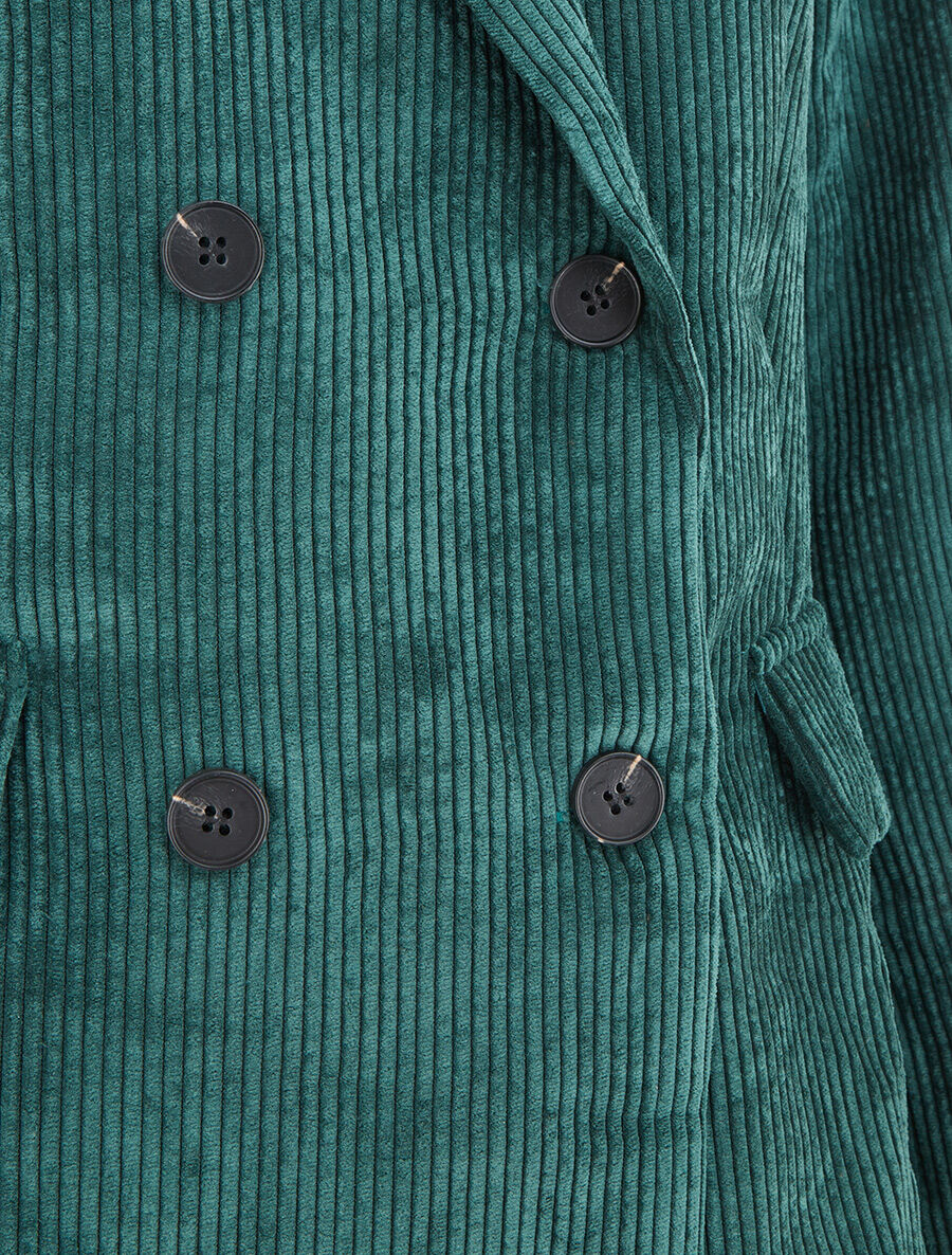 Veste uni en velours - Vert sapin - 3