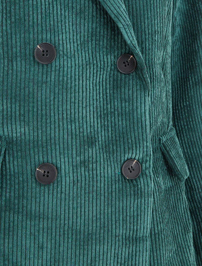 Veste uni en velours - Vert sapin - 3