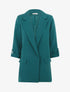 Blazer mi-long uni à manches retroussables - Bleu canard - 1