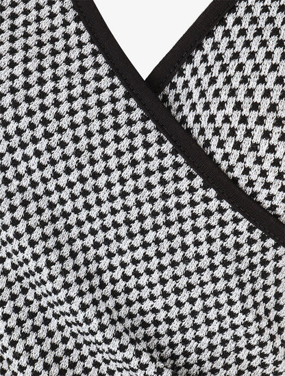 Pull imprimé fantaisie à col cache-coeur - Noir - 3