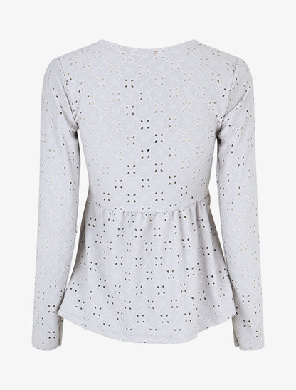 Blouse unie et ajourée - Gris - 2