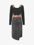Robe bimatière effet portefeuille à col stylisé - Noir - 5